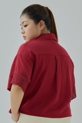 Eyelet Detail Button-Up Shirt